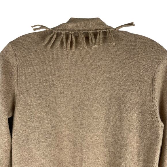 Magaschoni 100% Cashmere Fringe Trim Open Front Cardigan Brown Size XS - Picture 6 of 8